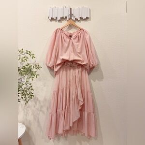 Magali Pascal Palida Oversize Top and Poney Wrap Skirt Pink Set Size Small NWT
